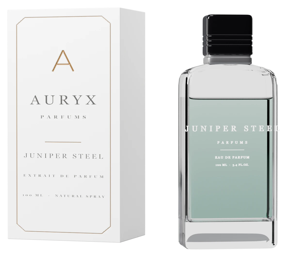 Juniper Steel bottle and carton