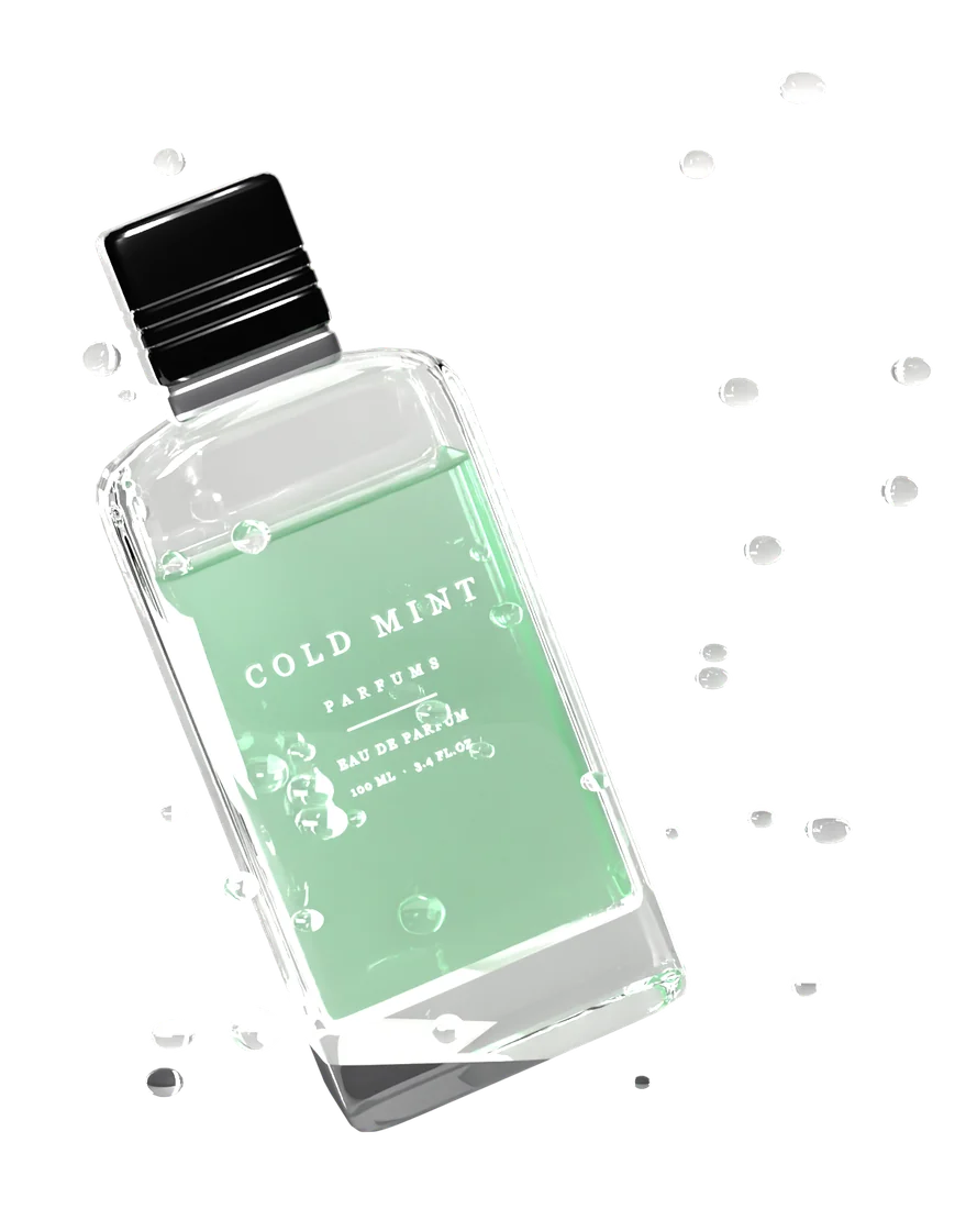 Cold Mint bottle with water droplets