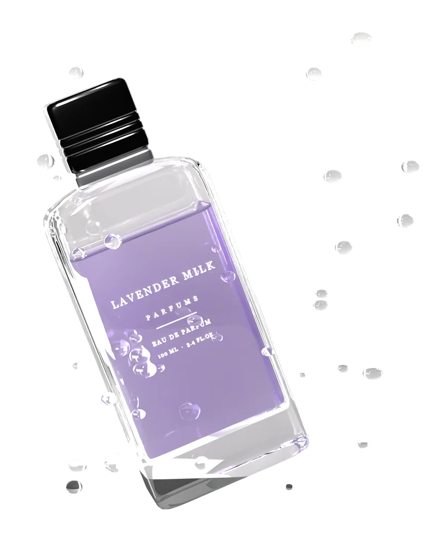 Lavender Milk bottle with water droplets